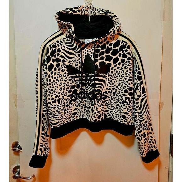 Adidas Leopard print hoodie Jacket‎ XS. Animal prints Croptop. Active. Sporty. - Picture 2 of 9